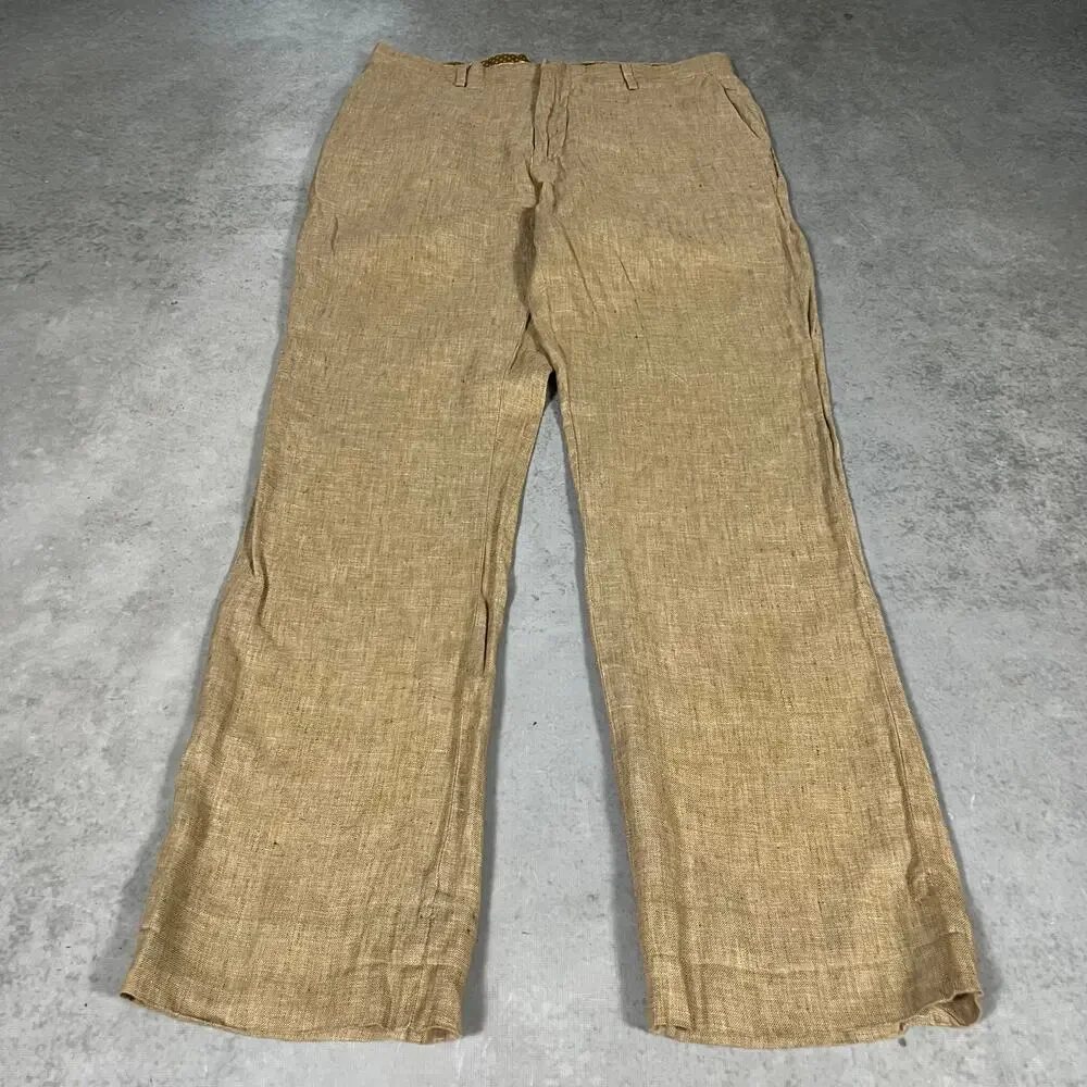 Linen Murano Baird McNutt Men's Brown Pants Classic Fit Size 33x30